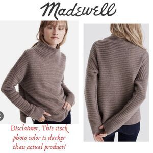 Madewell Wool-Blend Mockneck Cream/Tan Sweater